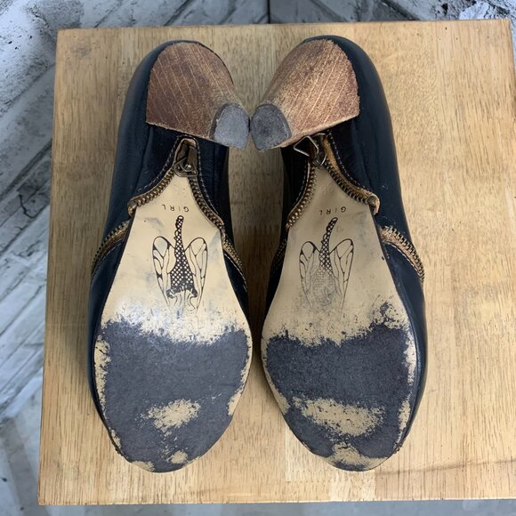 Fly Girl London Pump Brown Leather Retro Cone High Heels - Picture 9 of 13